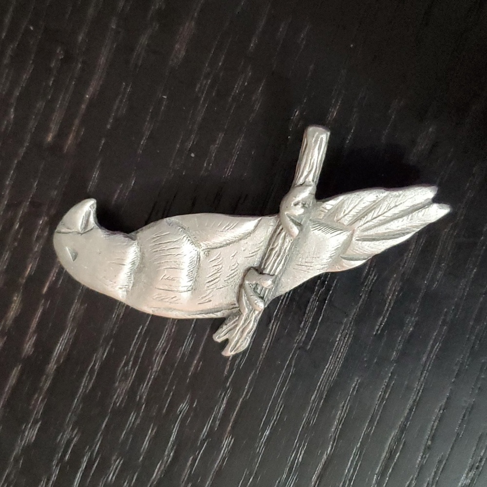 Parrot  Pewter Brooch